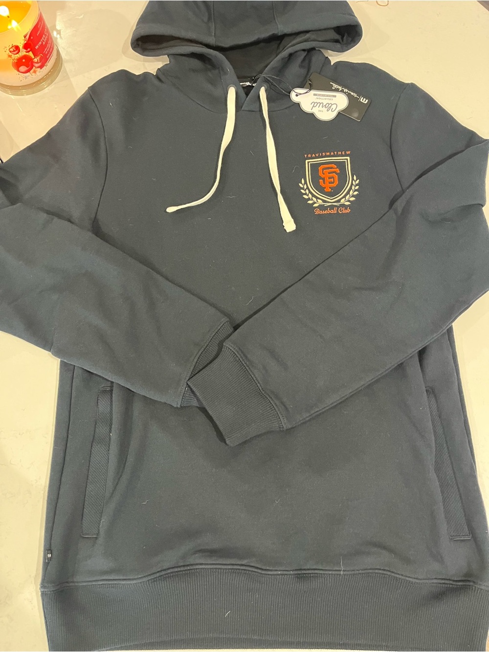 Travis Mathew Black Pullover Hoodie with Orange SF Crest